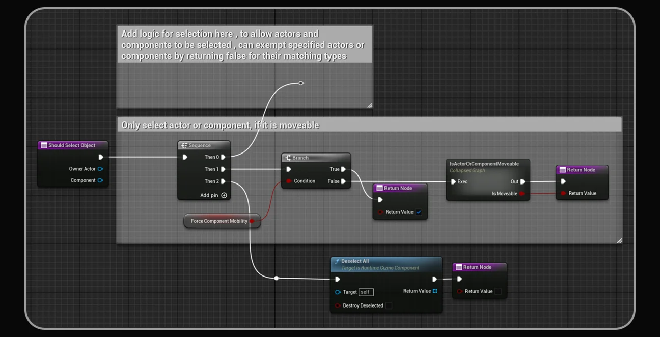 selection behind a movable mobility check